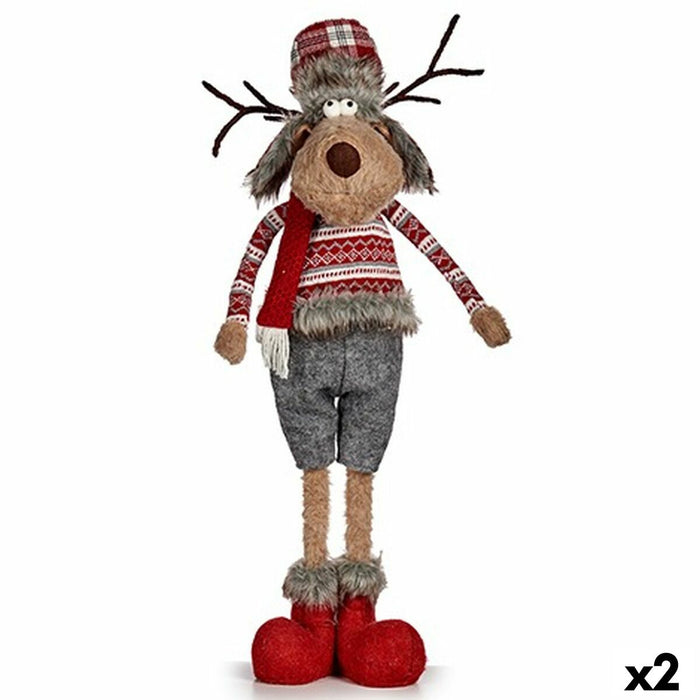 Figură Decorativă Cerb Alb Roșu Gri Crem 17 x 78 x 24 cm (2 Unități)