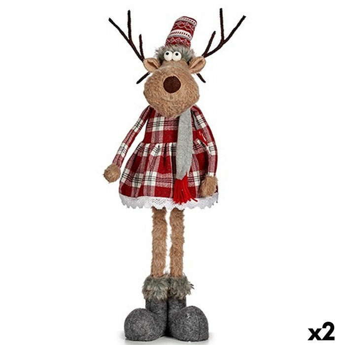 Figură Decorativă Cerb Alb Roșu Gri Crem 17 x 78 x 24 cm (2 Unități)