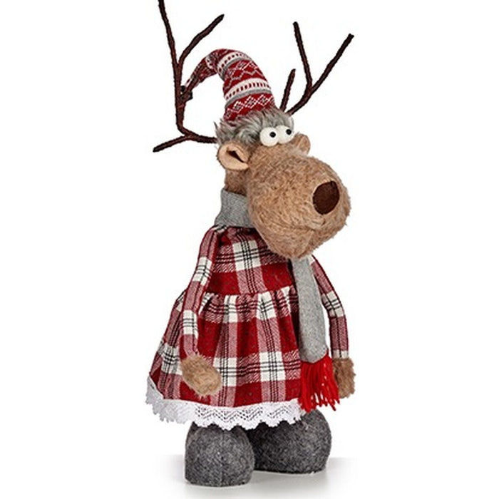 Figură Decorativă Cerb Alb Roșu Gri Crem 17 x 78 x 24 cm (2 Unități)