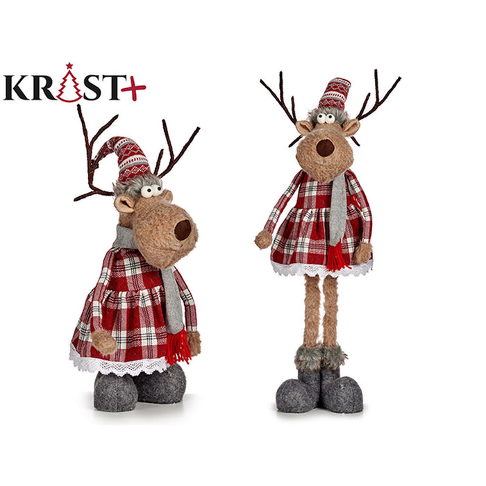 Figură Decorativă Cerb Alb Roșu Gri Crem 17 x 78 x 24 cm (2 Unități)