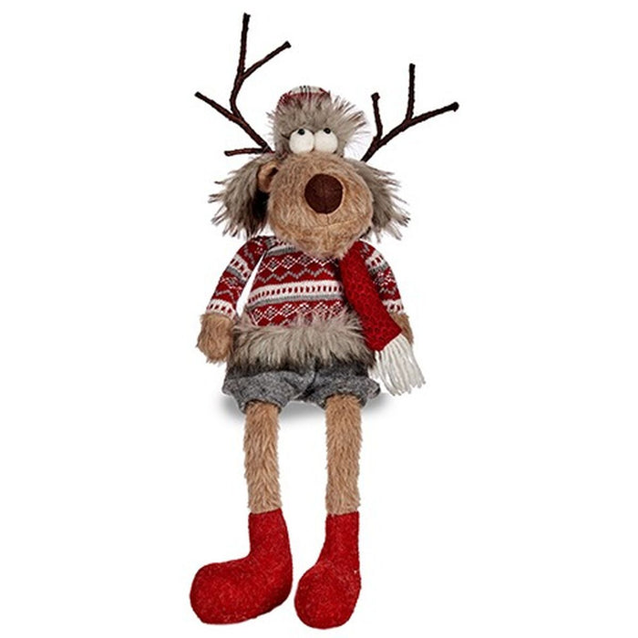 Figură Decorativă Cerb Alb Maro Roșu Gri 15 x 60 x 17 cm (4 Unități)