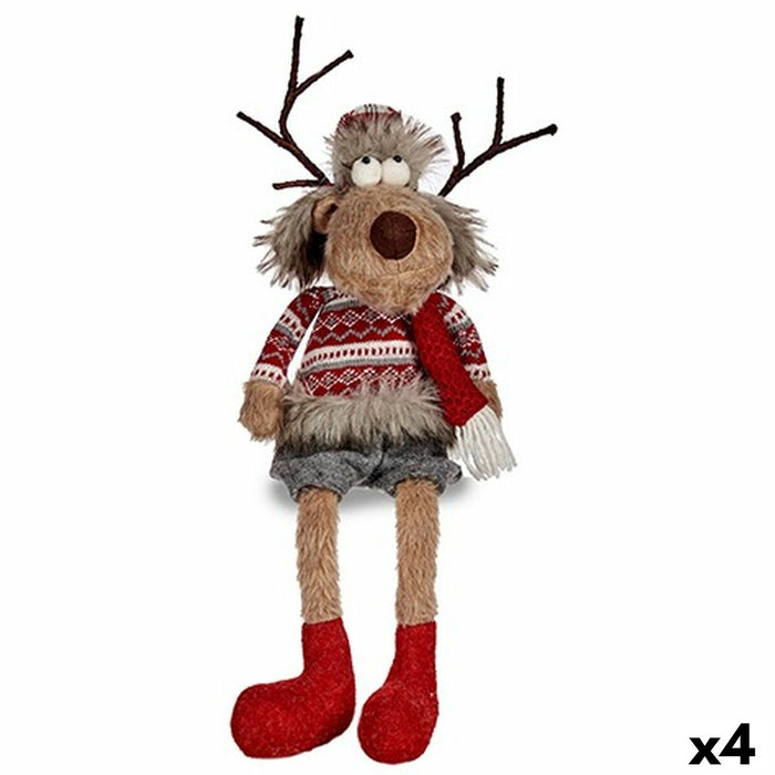 Figură Decorativă Cerb Alb Maro Roșu Gri 15 x 60 x 17 cm (4 Unități)