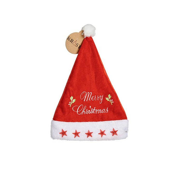 Căciulă de Moș Crăciun Merry Christmas Stele Roșu 24 x 2 x 35 cm (12 Unități)