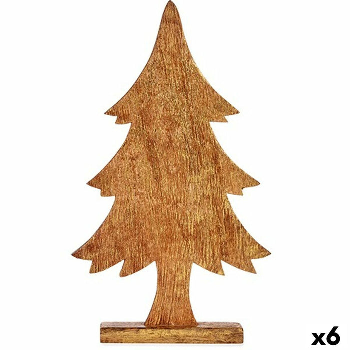 Figură Decorativă Pom de Crăciun Auriu* Lemn 5,1 x 49,5 x 25,5 cm (6 Unități)