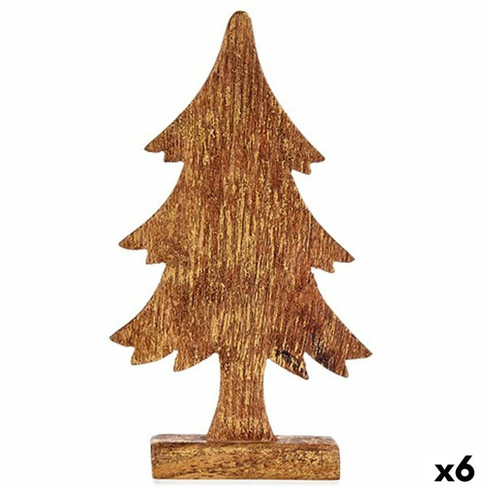 Figură Decorativă Pom de Crăciun Auriu* Lemn 5 x 31 x 15,5 cm (6 Unități)