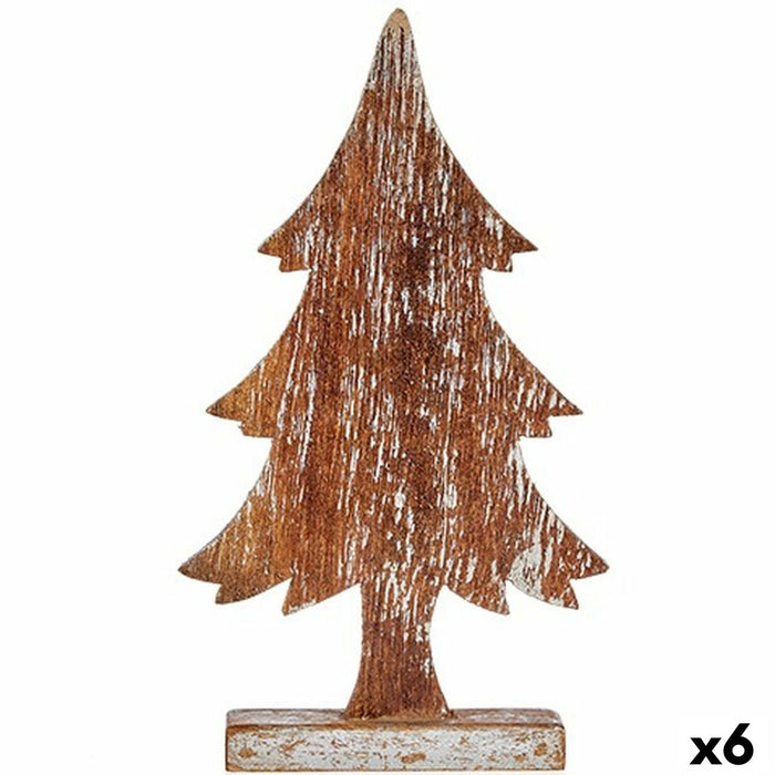 Figură Decorativă Pom de Crăciun Argintiu Lemn 5 x 39 x 21 cm (6 Unități)