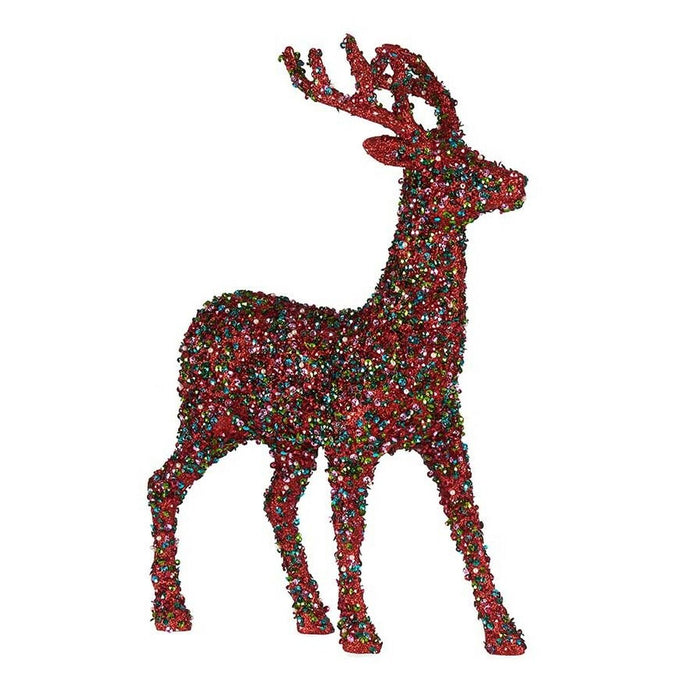 Figură Decorativă Reni de Crăciun Purpurină Multicolor Plastic 15 x 45 x 30 cm (8 Unități)