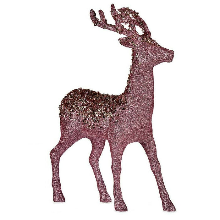 Figură Decorativă Reni de Crăciun Roz Plastic 15 x 45 x 30 cm (8 Unități)