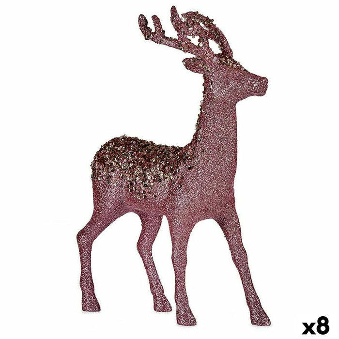 Figură Decorativă Reni de Crăciun Roz Plastic 15 x 45 x 30 cm (8 Unități)