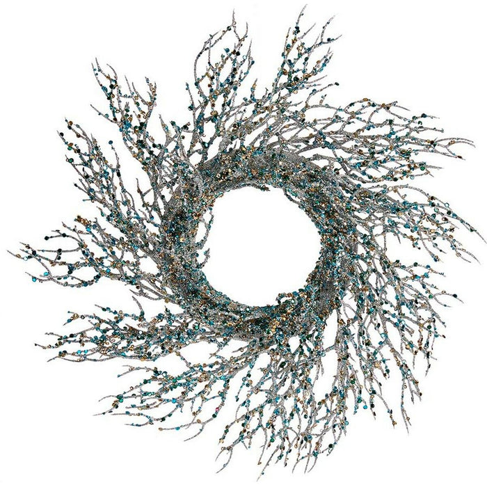 Coroană de Crăciun Ramură Albastru Plastic 50 x 10 x 50 cm (2 Unități)