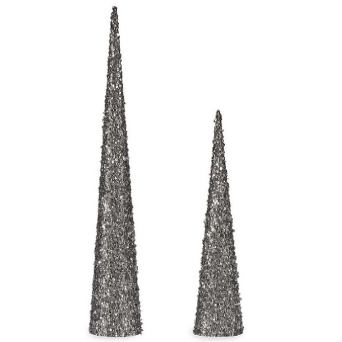 Set de figurine Conuri Paiete Argintiu Plastic (4 Unități)