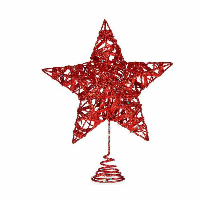 Stea de Crăciun Roșu Oțel Plastic 20 x 5 x 24,5 cm (12 Unități)