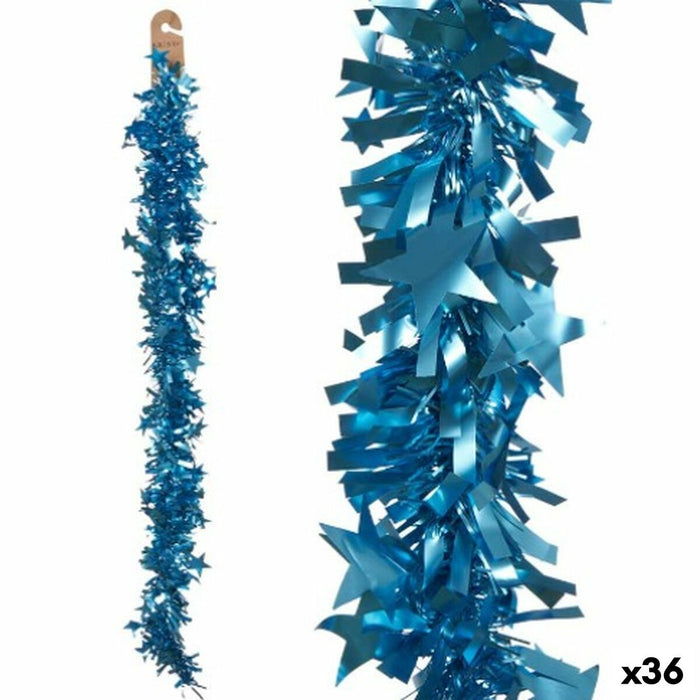 Ghirlandă de Crăciun Beteală Stele Turquoise 9 x 9 x 200 cm (36 Unități)