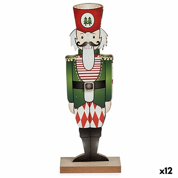 Figură Decorativă Spărgător de nuci Alb Roșu Verde Lemn 6 x 30,5 x 11 cm (12 Unități)