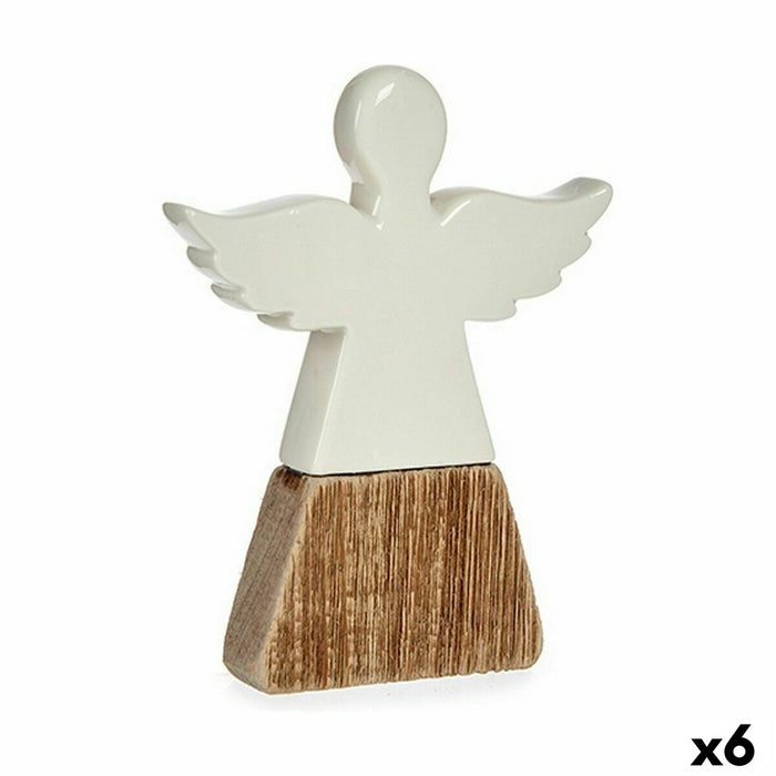 Figură Decorativă Înger Alb Maro Lemn Ceramică 2,5 x 18 x 15 cm (6 Unități)