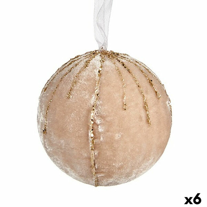 Set de globuri de Crăciun Poliester champagne 8 x 8 x 8 cm (6 Unități)