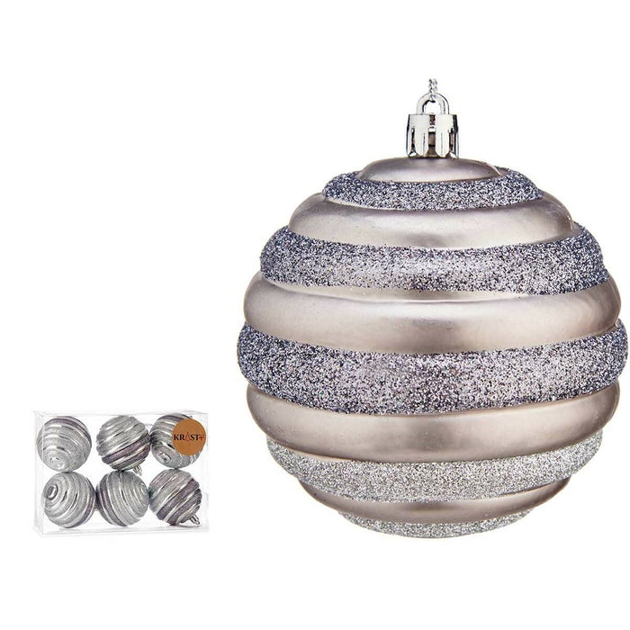 Set de globuri de Crăciun Cercuri Argintiu Plastic Ø 8 cm (12 Unități)