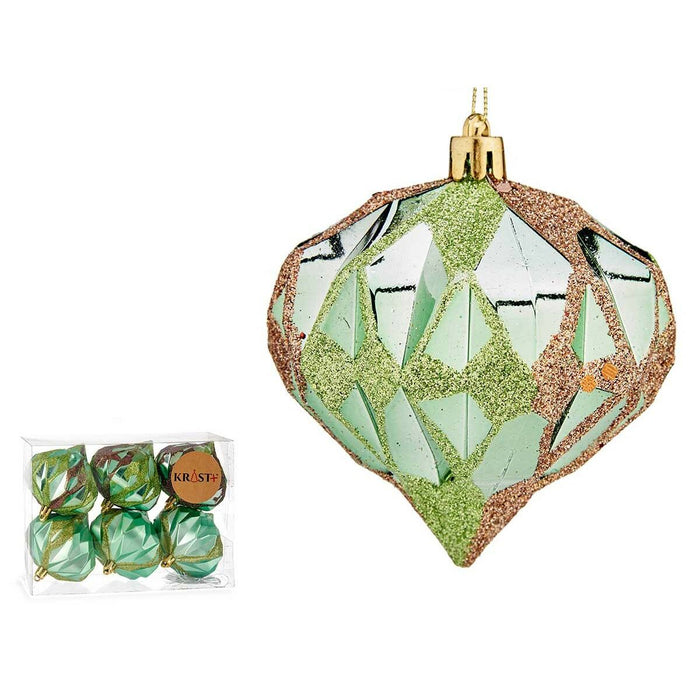 Set de globuri de Crăciun Diamant Verde Plastic 8 x 9 x 8 cm (12 Unități)