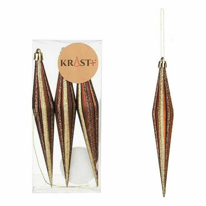 Set ornamente de Crăciun Alungit Maro PVC 8,5 x 3,5 x 19 cm (12 Unități)