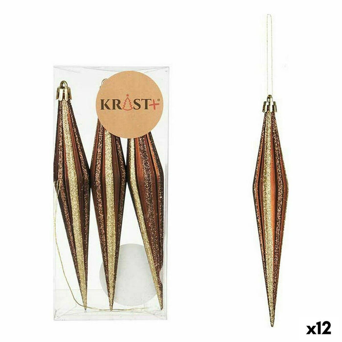 Set ornamente de Crăciun Alungit Maro PVC 8,5 x 3,5 x 19 cm (12 Unități)