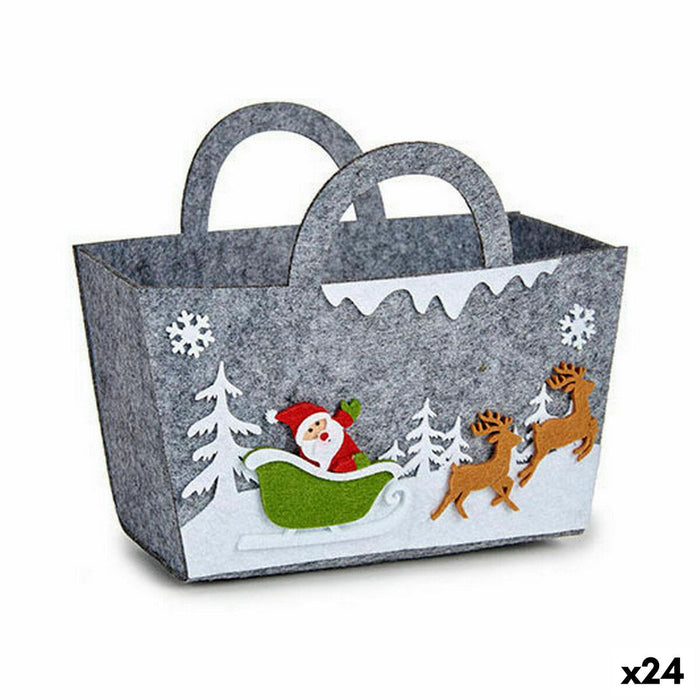Coș Decorativ Crăciun Gri 10 x 18,5 x 21,5 cm (24 Unități)