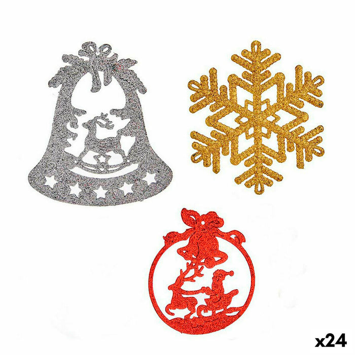Set ornamente de Crăciun Roșu Auriu* Argintiu Plastic (24 Unități)