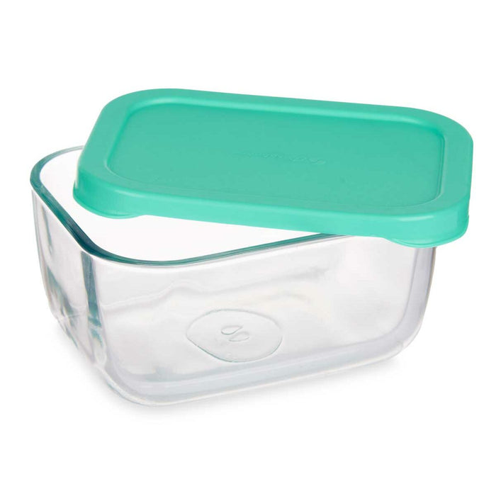 Cutie pentru Prânz SNOW BOX Verde Transparent Sticlă Polietilenă 420 ml (12 Unități)