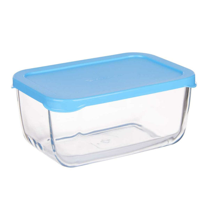 Cutie pentru Prânz SNOW BOX Albastru Transparent Sticlă Polietilenă 790 ml (12 Unități)