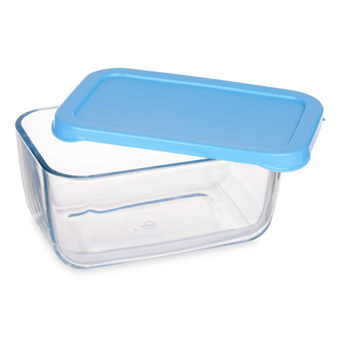 Cutie pentru Prânz SNOW BOX Albastru Transparent Sticlă Polietilenă 790 ml (12 Unități)