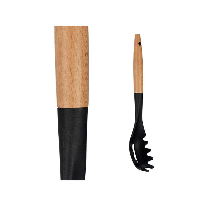 Lingură de servit paste Negru Natural Lemn 6 x 33,5 x 6 cm (12 Unități)