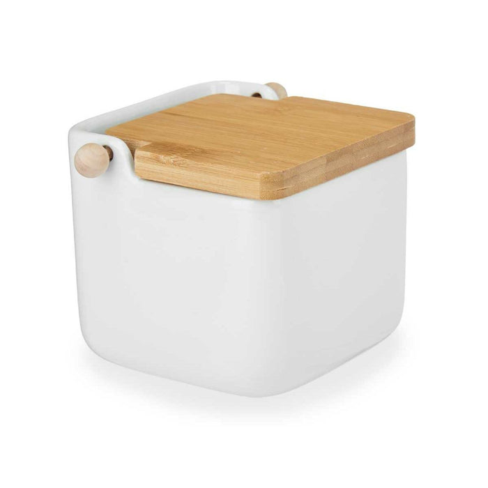 Solniță cu capac Alb Maro Ceramică Bambus 800 ml (6 Unități)