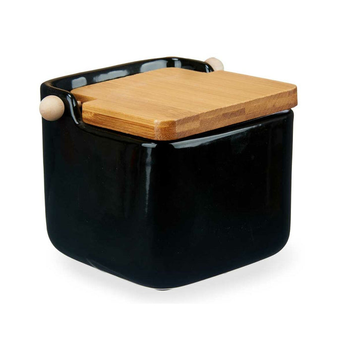 Solniță cu capac Maro Negru Ceramică Bambus 800 ml (6 Unități)