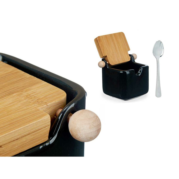 Zaharniță Negru Ceramică Bambus Oțel inoxidabil 190 ml (6 Unități)