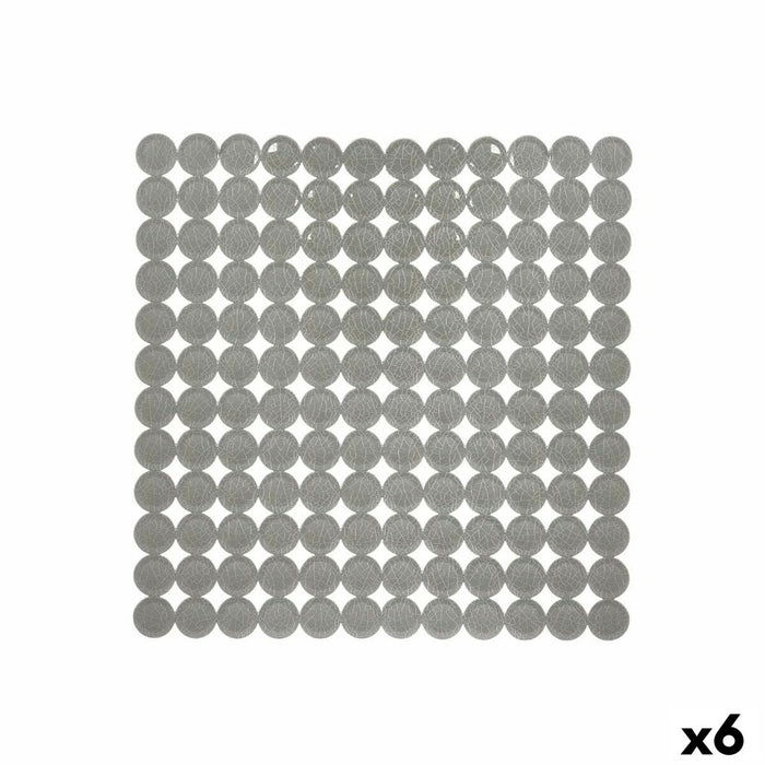 Covoraș de duș antiderapant Gri PVC 54 x 54 x 1 cm (6 Unități)