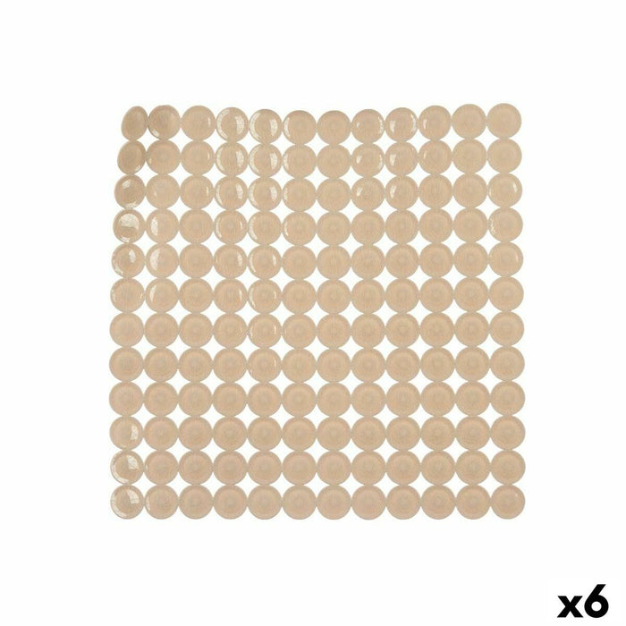 Covoraș de duș antiderapant Bej PVC 54 x 54 x 1 cm (6 Unități)