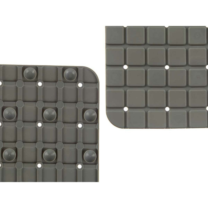 Covoraș de duș antiderapant Cadre Gri PVC 50,3 x 50,3 x 0,7 cm (6 Unități)