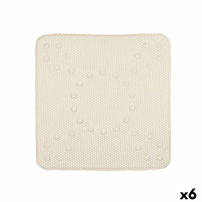 Covoraș de duș antiderapant Bej PVC 53 x 52,5 x 1 cm (6 Unități)