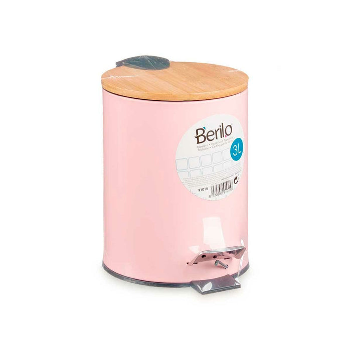 Coș de gunoi pentru hârtie Roz Metal Bambus 3 L (4 Unități)
