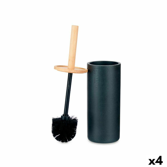 Perie pentru toaletă Negru Lemn Rășină 10,2 x 38 x 10,2 cm (4 Unități)