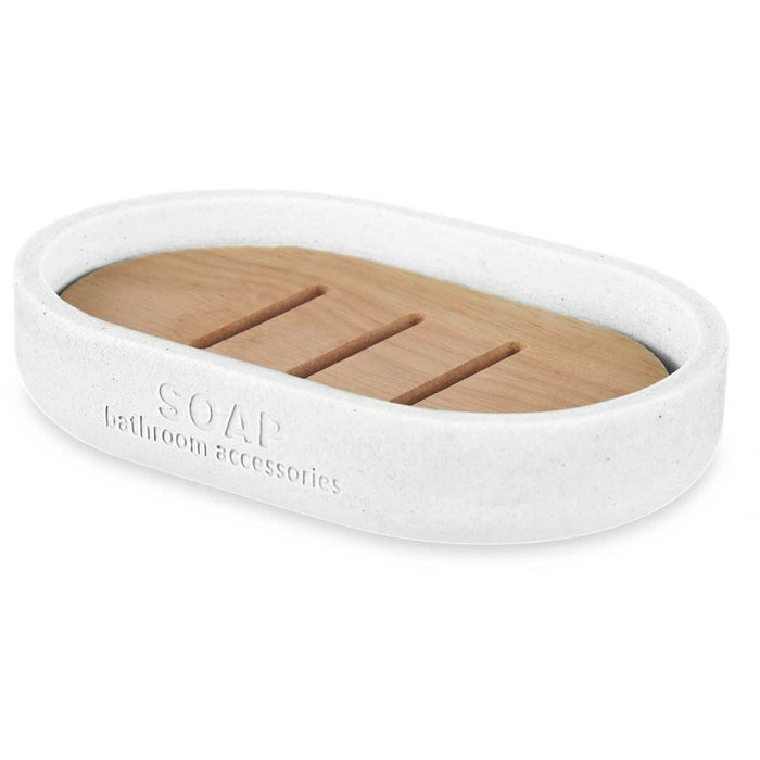 Săpunieră Alb Rășină Bambus 12,5 x 2,5 x 8,5 cm (6 Unități)