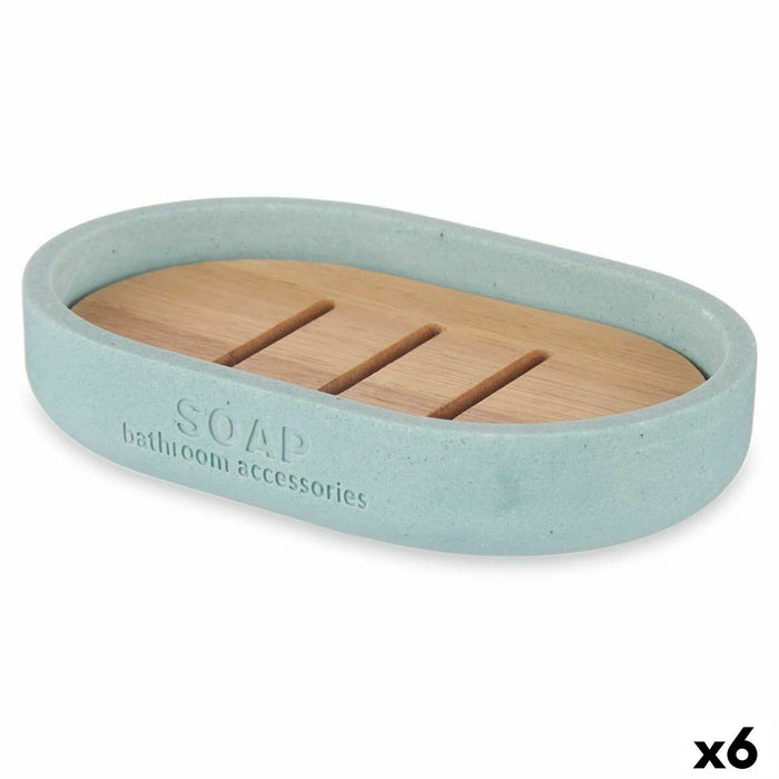 Săpunieră Albastru Rășină Bambus 12,5 x 2,5 x 8,5 cm (6 Unități)