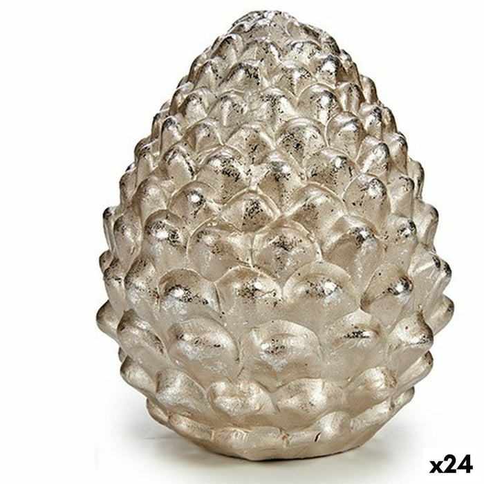 Figură Decorativă Con de brad Argintiu 11 x 13 x 11 cm (24 Unități)