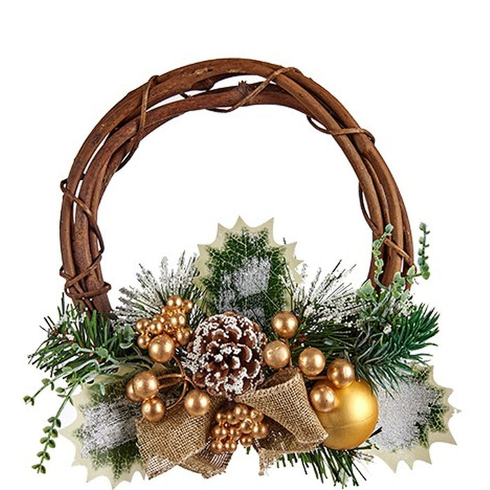 Coroană de Crăciun Verde Auriu* Lemn Plastic 22 x 8 x 22 cm (12 Unități)