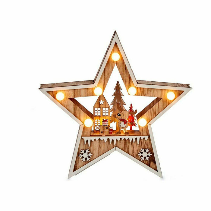 Figură Decorativă Stea Lumină Alb Maro Lemn 4,5 x 25 x 26 cm (12 Unități)