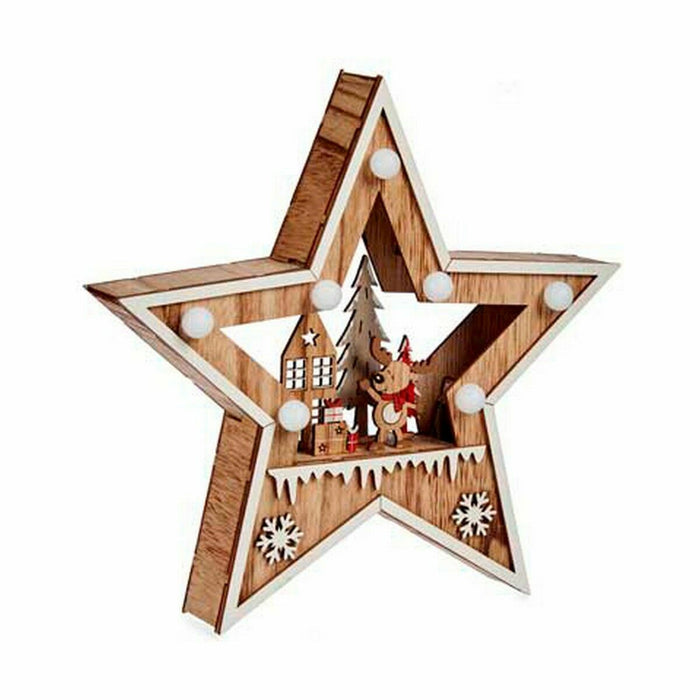 Figură Decorativă Stea Lumină Alb Maro Lemn 4,5 x 25 x 26 cm (12 Unități)