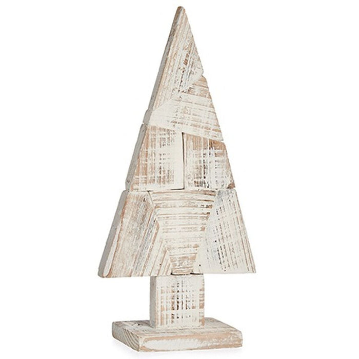 Figură Decorativă Pom de Crăciun Alb Natural Lemn 9 x 41,5 x 20 cm (12 Unități)