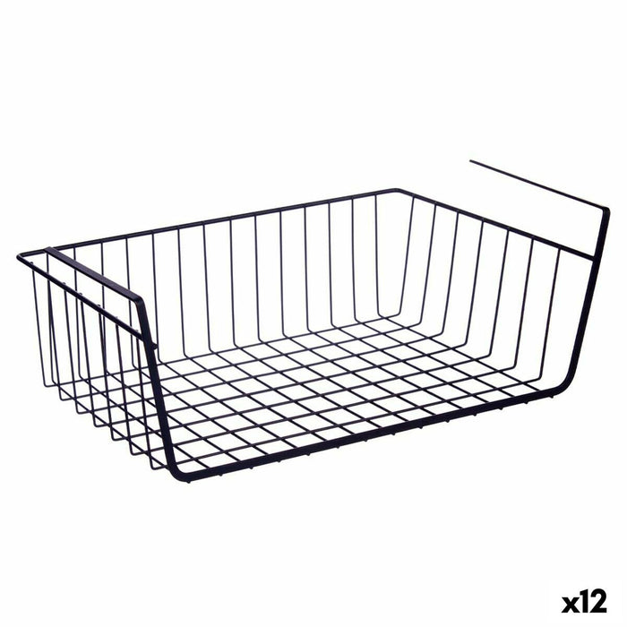 Coșuleț pentru raft de bucătărie Negru Fier 42 x 14 x 26 cm (12 Unități)