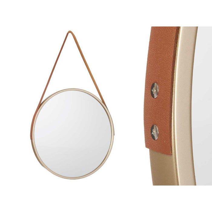 Oglindă de perete Maro champagne Geam Imitație de piele 45 x 45 x 3 cm (4 Unități)