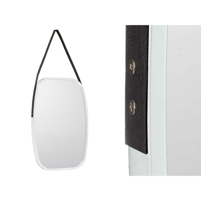 Oglindă de perete Alb Negru Geam Imitație de piele 43 x 65 x 3 cm (4 Unități)