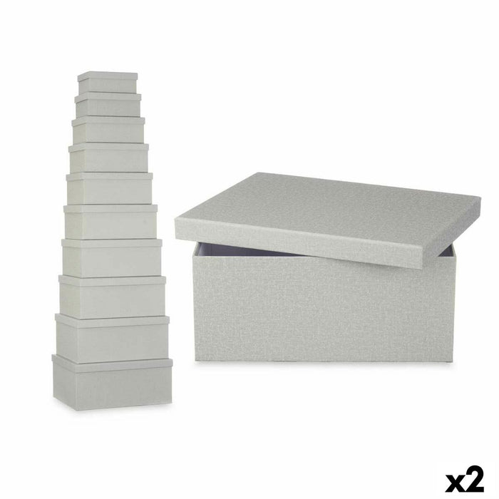 Set de cutii de depozitare, cu posibilitate de stivuire Gri închis Carton (2 Unități)